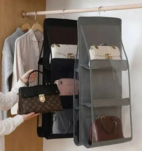 6-Pocket Handbag Organizer – Purse Storage with Hanging Hook