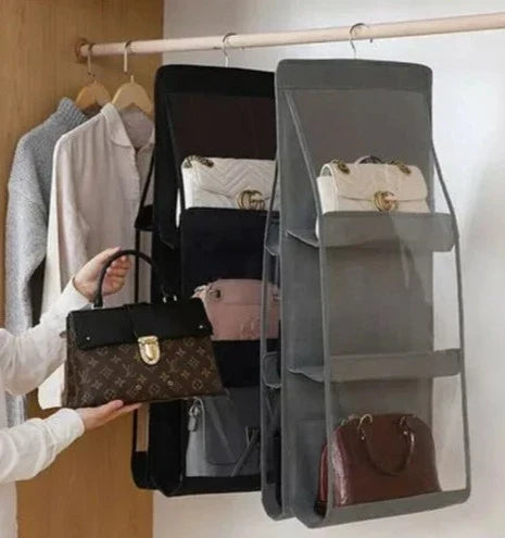 6-Pocket Handbag Organizer – Purse Storage with Hanging Hook