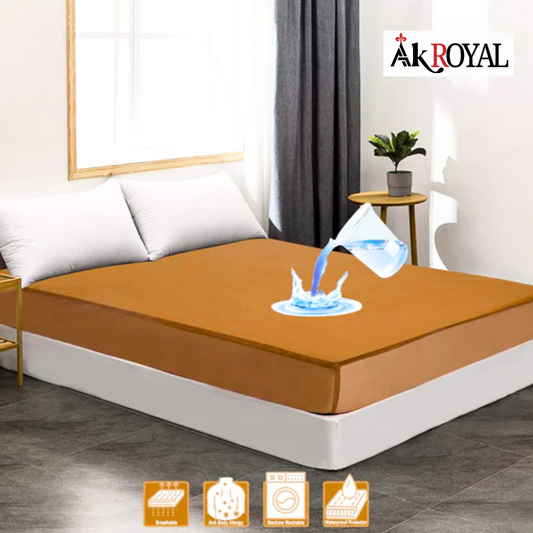 Terry 100% Waterproof Mattress Cover In Polish Brown Color
