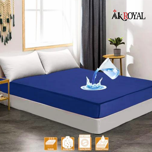 Terry 100% Waterproof Mattress Cover In Blue Color