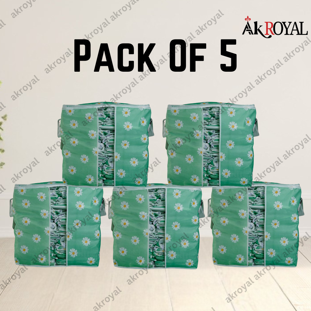 Durable Non-Woven Storage Organizer – Green Floral Design