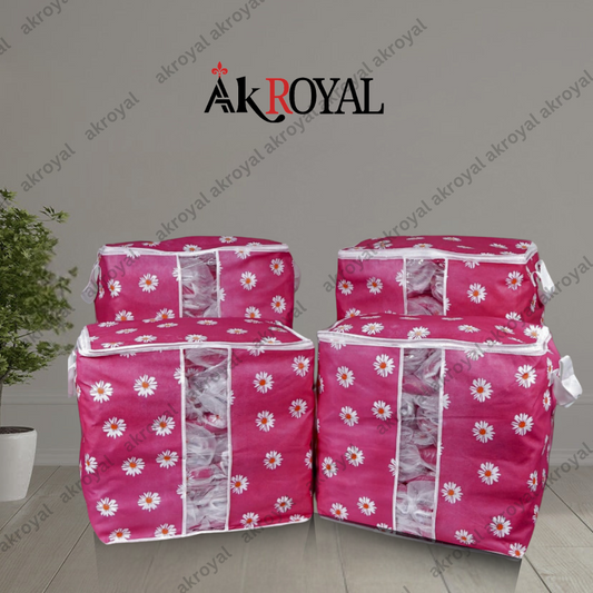 Durable Non-Woven Storage Organizer – Pink Floral Design