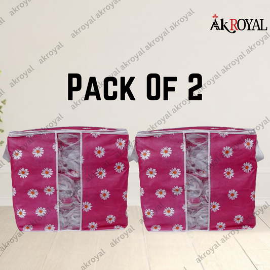Durable Non-Woven Storage Organizer – Pink Floral Design