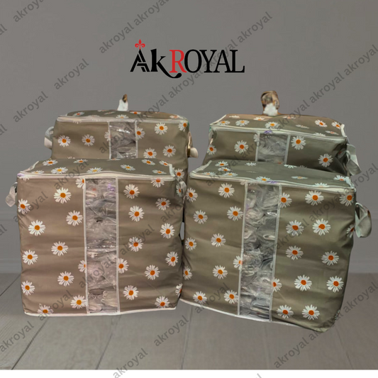 Durable Non-Woven Storage Organizer – Grey Floral Design