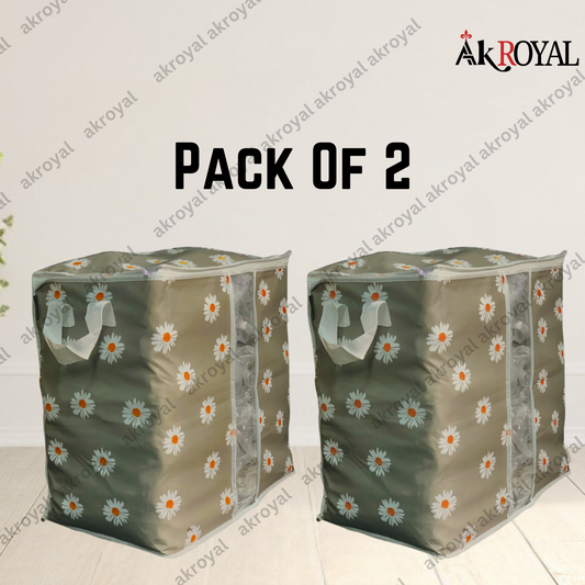 Durable Non-Woven Storage Organizer – Grey Floral Design