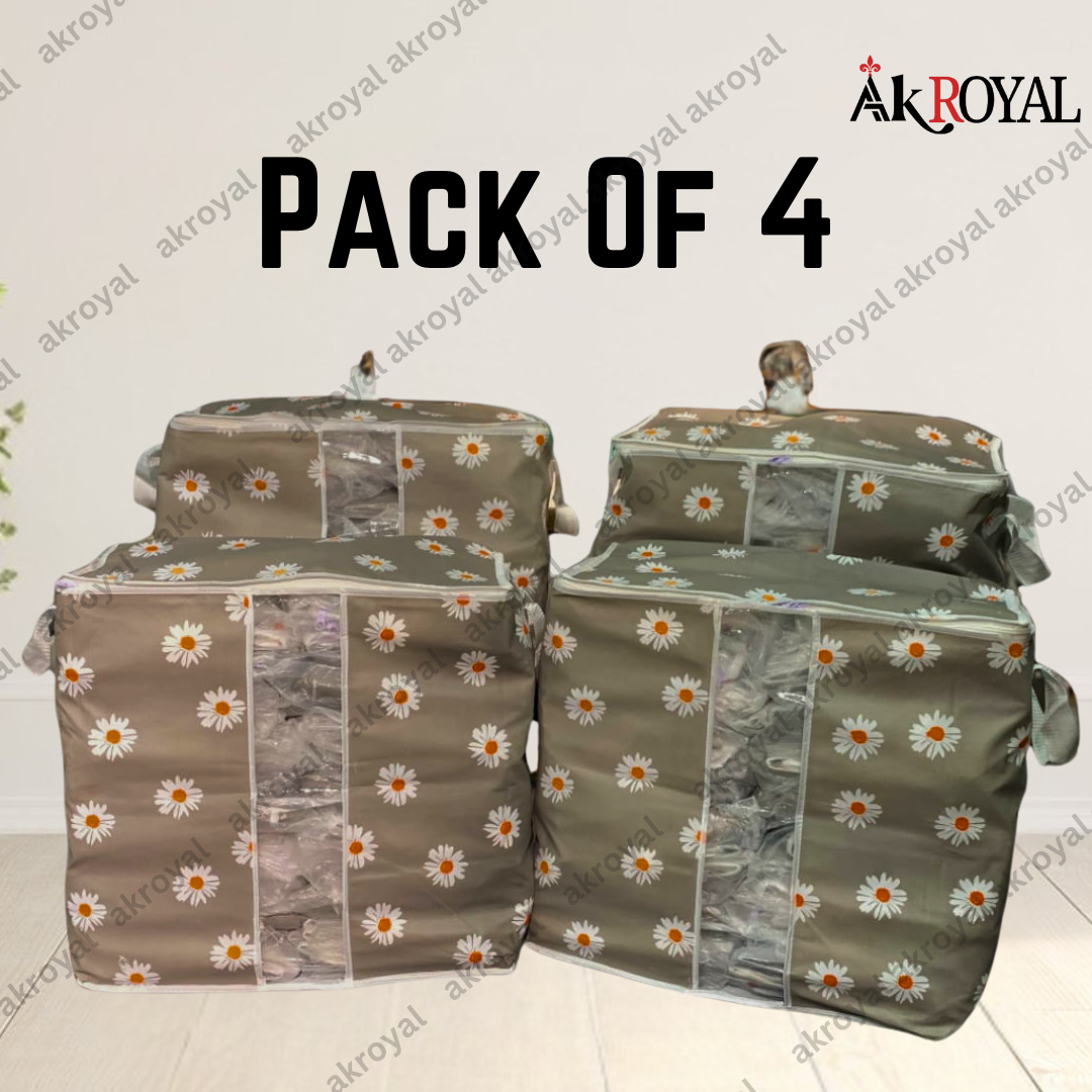 Durable Non-Woven Storage Organizer – Grey Floral Design