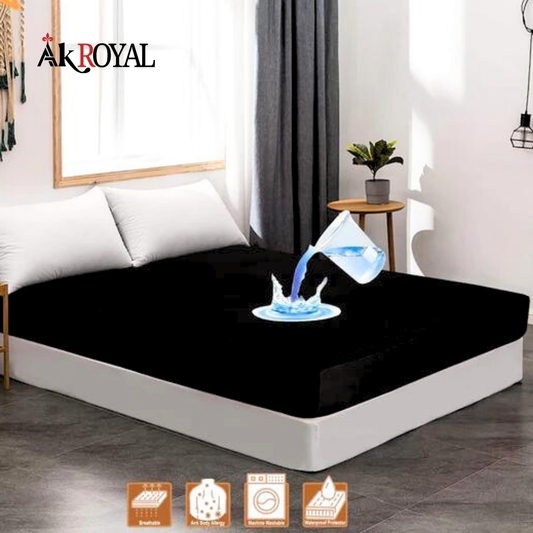 Terry 100% Waterproof Mattress Cover In Black Color