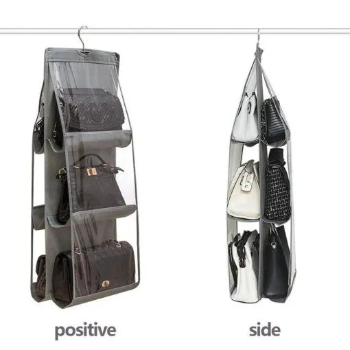 6-Pocket Handbag Organizer – Purse Storage with Hanging Hook