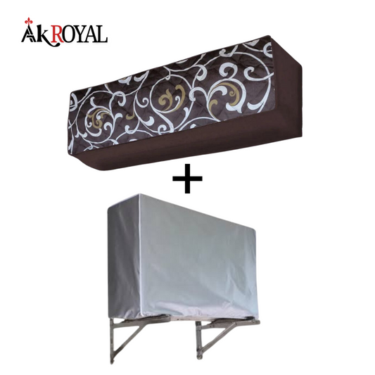 Printed Quilted AC Cover - Brown