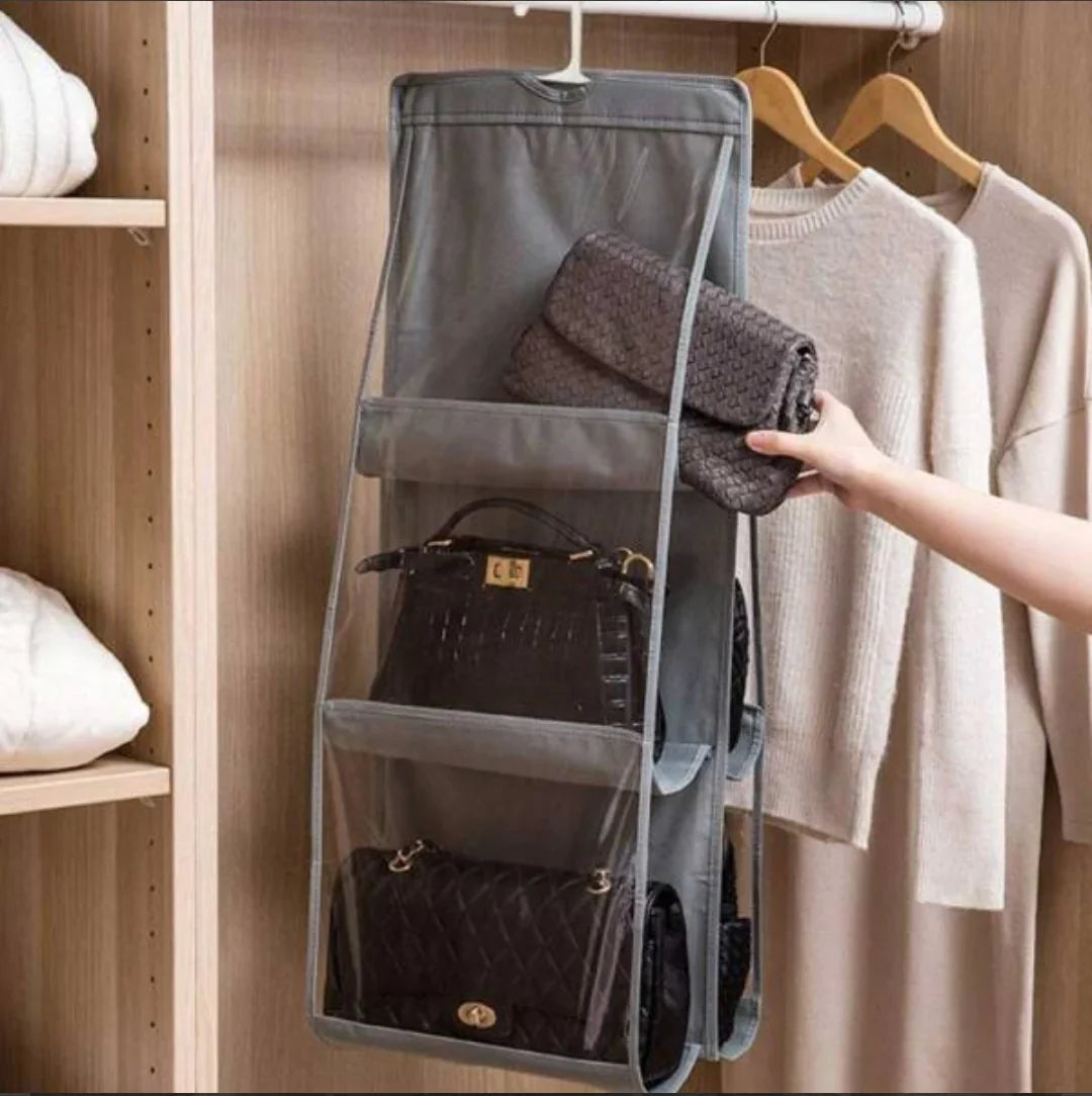 6-Pocket Handbag Organizer – Purse Storage with Hanging Hook