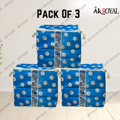 Durable Non-Woven Storage Organizer – Blue Floral Design