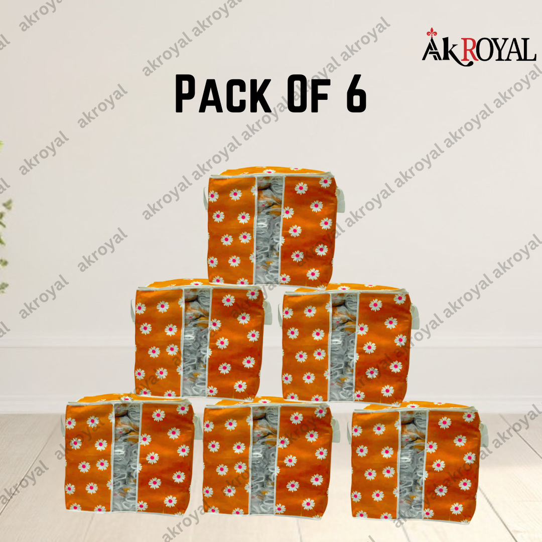 Durable Non-Woven Storage Organizer – Orange Floral Design