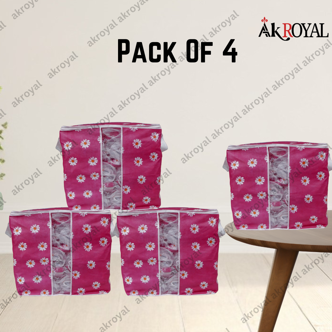 Durable Non-Woven Storage Organizer – Pink Floral Design
