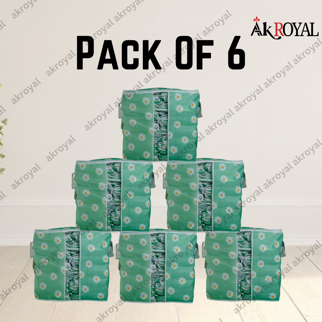 Durable Non-Woven Storage Organizer – Green Floral Design