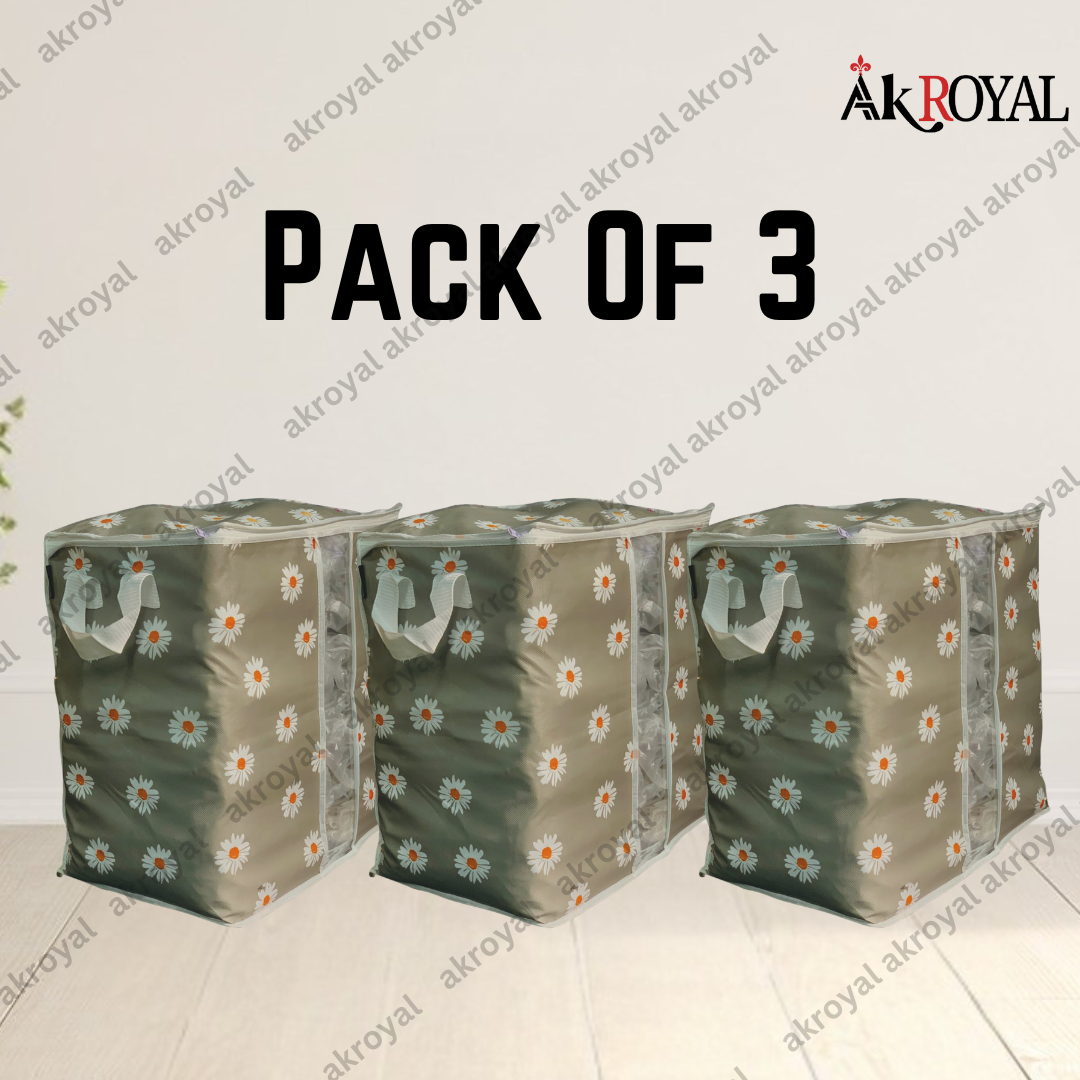 Durable Non-Woven Storage Organizer – Grey Floral Design