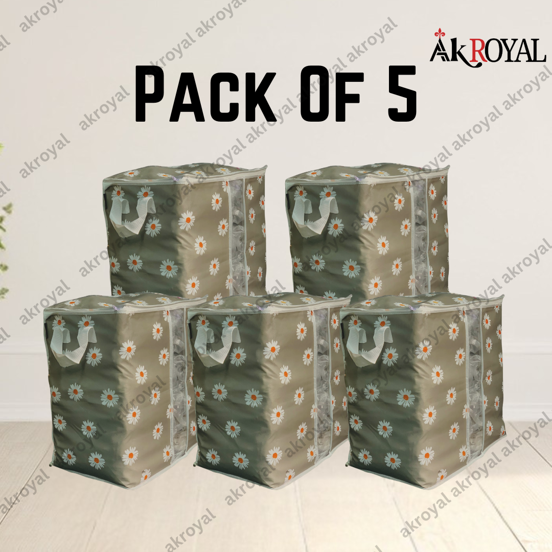 Durable Non-Woven Storage Organizer – Grey Floral Design