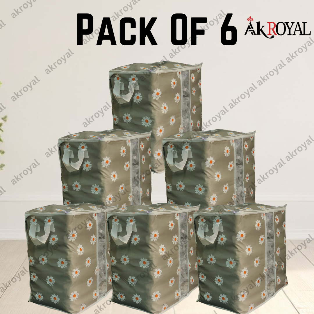 Durable Non-Woven Storage Organizer – Grey Floral Design